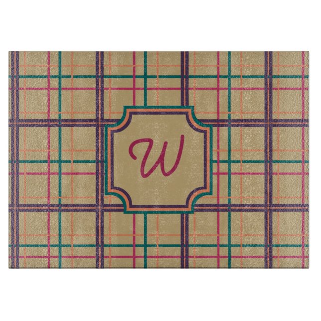 Summer Kariert Glass Cutting Board Schneidebrett (Vorderseite)