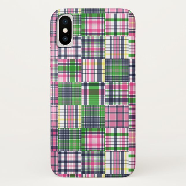 Summer Kariert Pink Madras Patchwork Case-Mate iPhone Hülle (Rückseite)