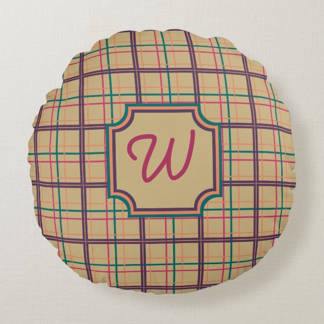 Summer Kariert Round Pillow Rundes Kissen (Vorderseite)