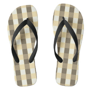Summer Karo Muster Brown Tan Sandals Flip Flops 