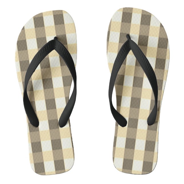 Summer Karo Muster Brown Tan Sandals Flip Flops (Fußbett)