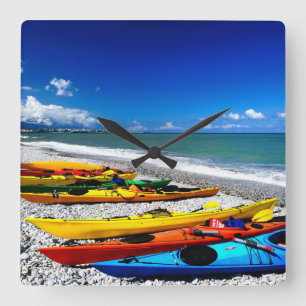 Summer Kayaking Quadratische Wanduhr