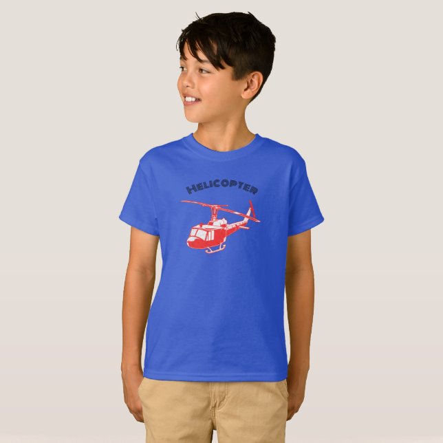 Summer Kids Basic Boys T - Shirt mit Hubschrauber (Vorne ganz)