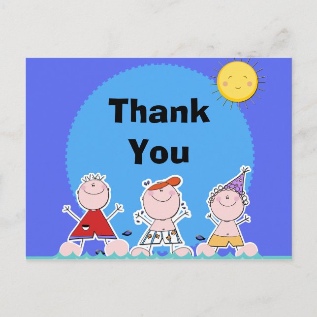 Summer Kids Pool Party Anniversaire Merci Carte po (Devant)