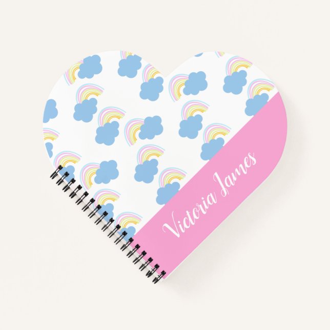 Summer Kids Rainbow and Clouds Pattern Notizbuch (Vorderseite)