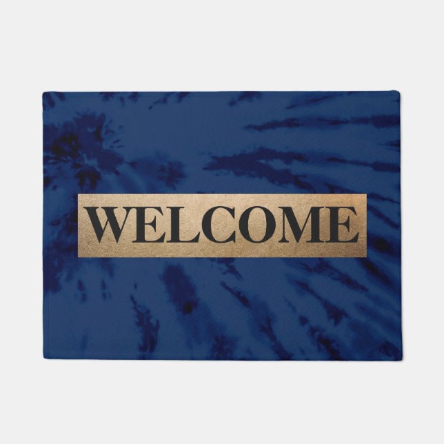 Summer Künstlerisch Navy Blue Gefärbte Krawatte Sw Fußmatte (Vorderseite)