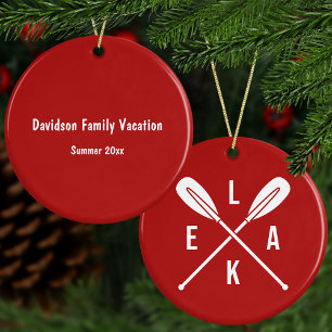 Summer Lake Paddle mit Custom Text Red Christmas Keramik Ornament