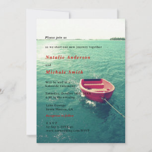 Summer Lakeside Hochzeit in Urlaubsort Individuell Einladung