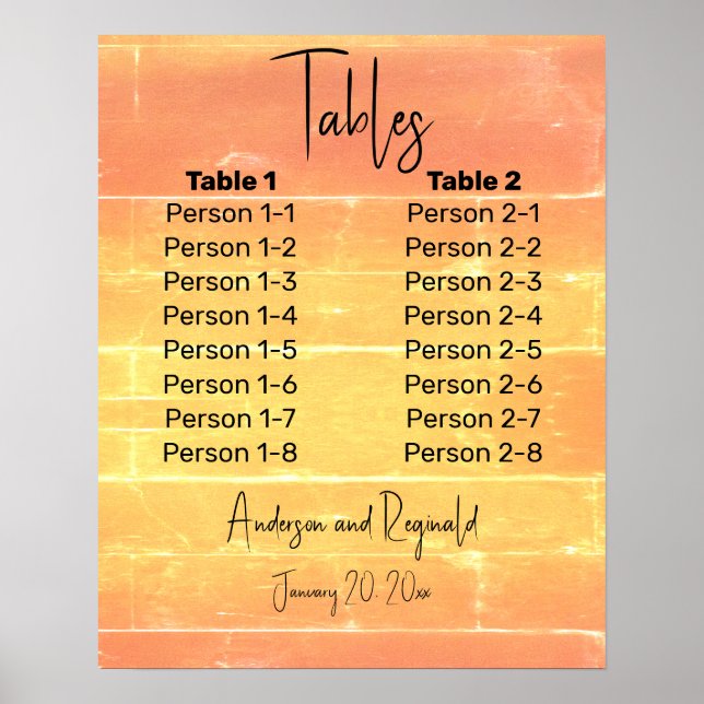 Summer Lässig Pastel Empfang 8x2 Sitzkarte Poster (Vorne)