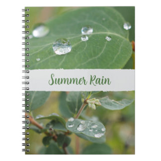 Summer Leaves and Raindrops Photo Spiral Notebook Notizblock