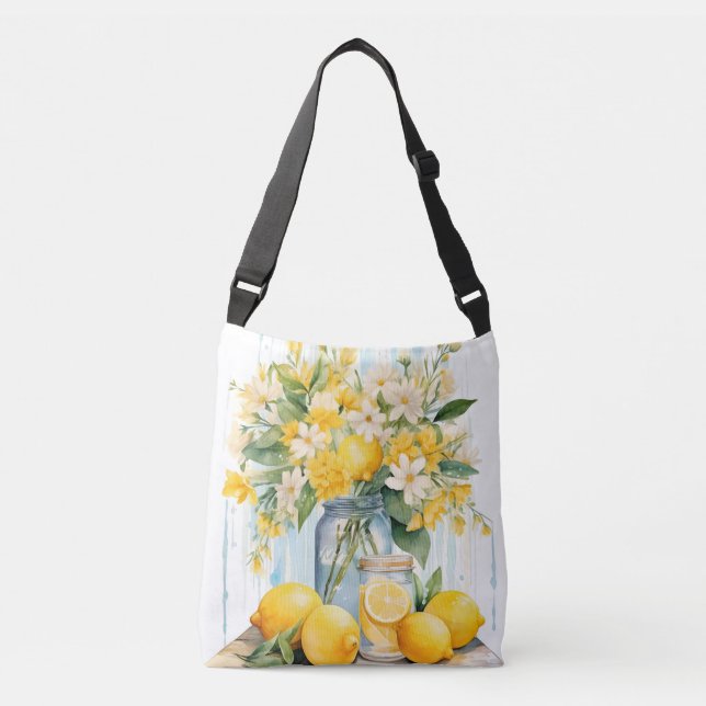 Summer Lemon Blossom Jar Tragetaschen Mit Langen Trägern (Vorderseite)