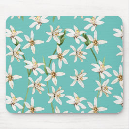 Summer Lemon Blüte Muster auf aquamarin Mousepad