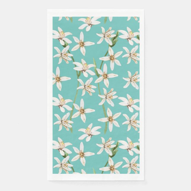 Summer Lemon Blüte Muster auf aquamarin Serviette (Vorderseite)