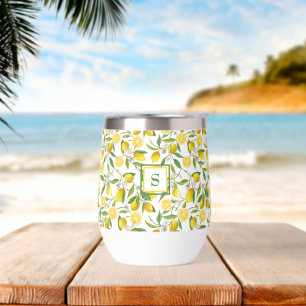 Summer Lemon Citrus Blume Mit Monogramm Initialen