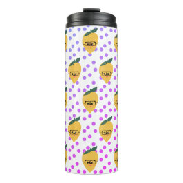 Summer Lemon Citrus Dots Cartoon Handgezeichnet Thermosbecher