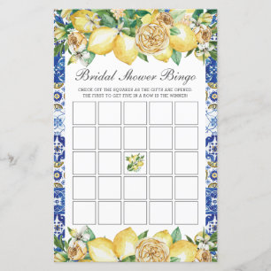 Summer Lemon Floral Baby Dusche Bingo Party Game