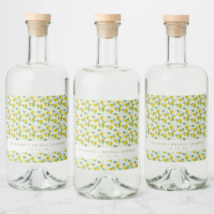 Summer Lemon Frucht Muster Custom Brautparty Alkoholflaschenetikett