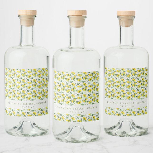 Summer Lemon Frucht Muster Custom Brautparty Alkoholflaschenetikett (Flaschen)