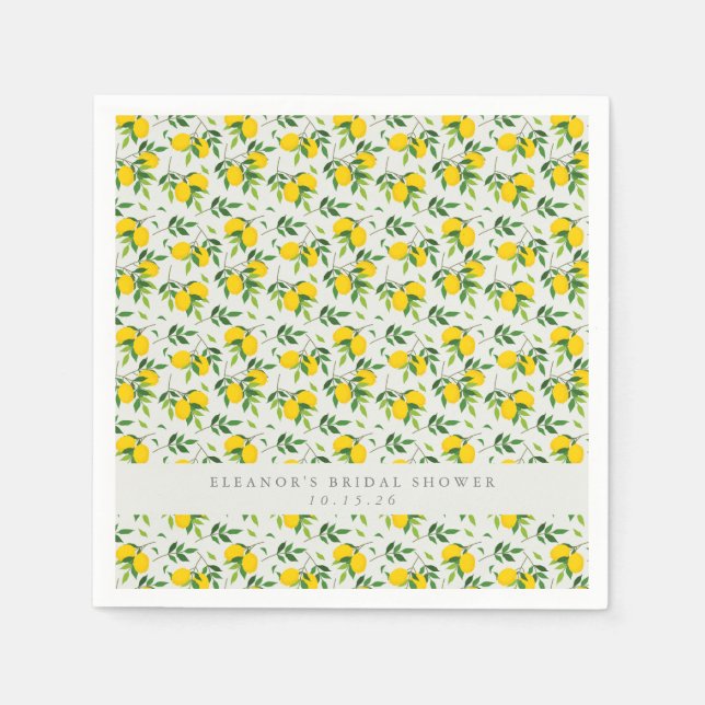 Summer Lemon Frucht Muster Custom Brautparty Serviette (Vorderseite)