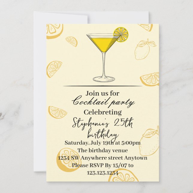 Summer Lemon Geburtstagsparty Einladung (Vorderseite)
