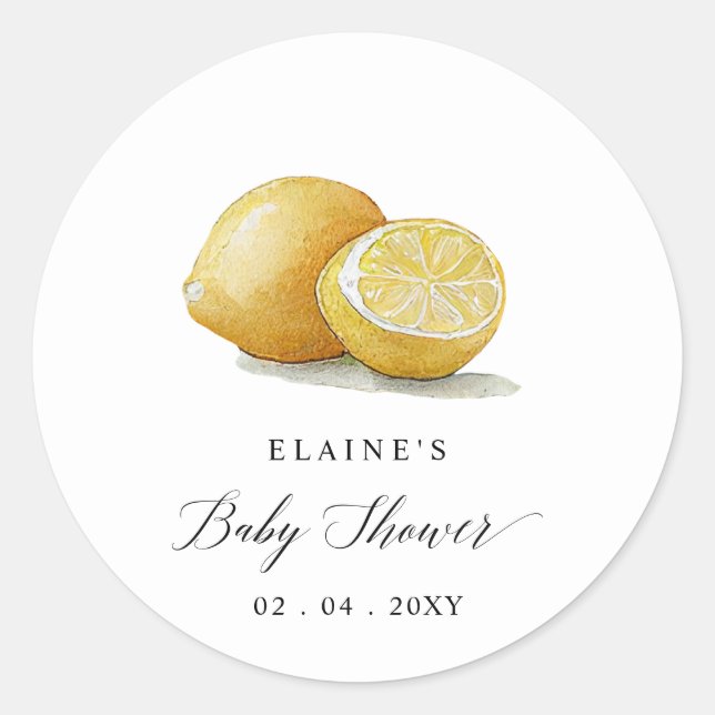 Summer Lemon Limon Citrus Baby Dusche Runder Aufkleber (Vorderseite)