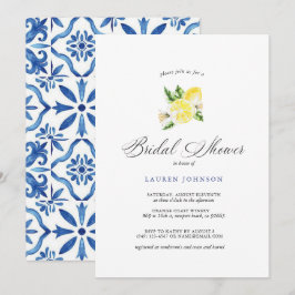 Summer Lemon & Mediterranean Tiles Brautparty Einladung