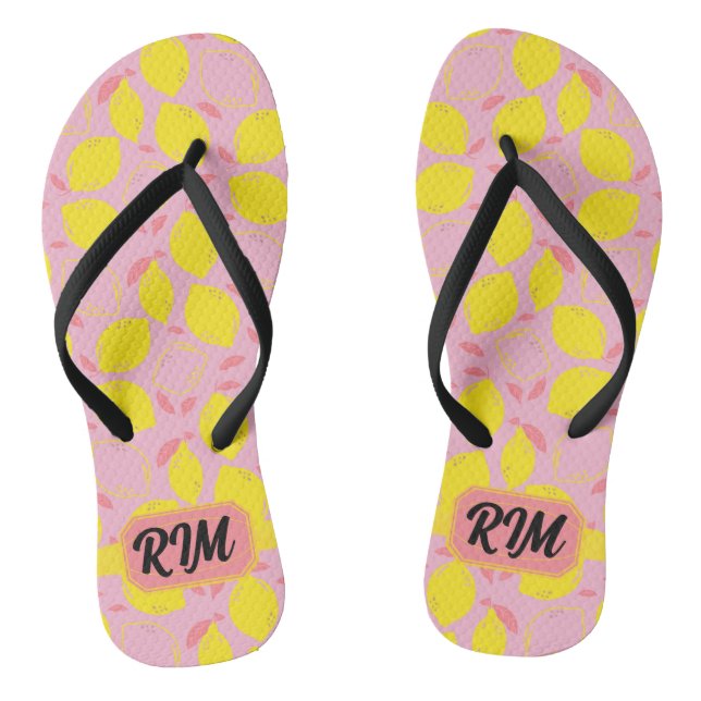 Summer Lemon Muster Erstgelbe Pink Lemonade Flip Flops (Fußbett)