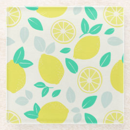 Summer Lemon Muster in Cream Glasuntersetzer