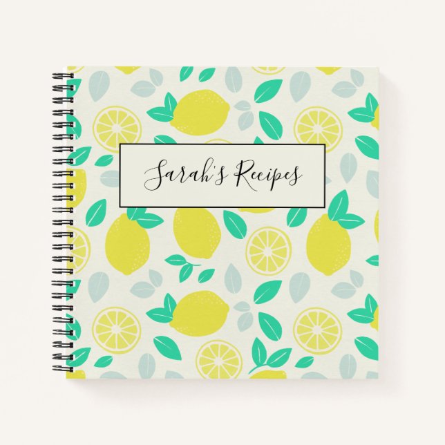 Summer Lemon Muster in Cream Notizbuch (Vorderseite)