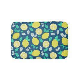Summer Lemon Muster in Navy Blue Badematte