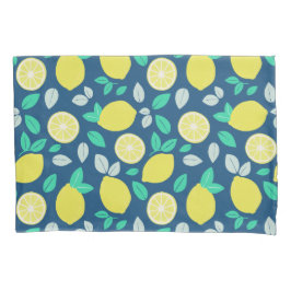 Summer Lemon Muster in Navy Blue Kissenbezug
