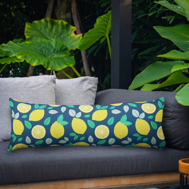 Summer Lemon Muster in Navy Blue Seitenschläferkissen (Summer Lemon Pattern Body Pillow)