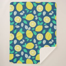 Summer Lemon Muster in Navy Blue Sherpadecke