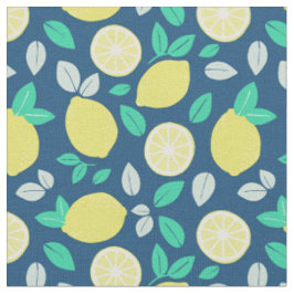 Summer Lemon Muster in Navy Blue Stoff