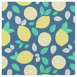 Summer Lemon Muster in Navy Blue Stoff