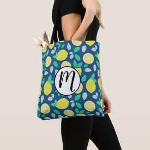 Summer Lemon Muster in Navy Blue Tasche