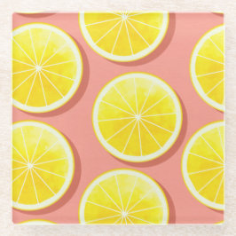 Summer Lemon Slices Pattern Glasuntersetzer