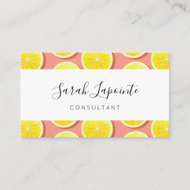 Summer Lemon Slices Pattern Visitenkarte (Vorderseite)