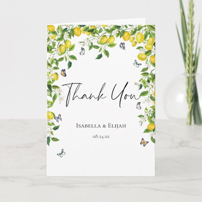 Summer Lemon Wedding Dankeskarte (Vorderseite)