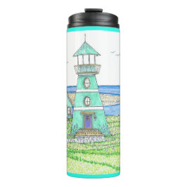 Summer Lighthouse 3; Thermal Tumbler; Helles Aqua Thermosbecher