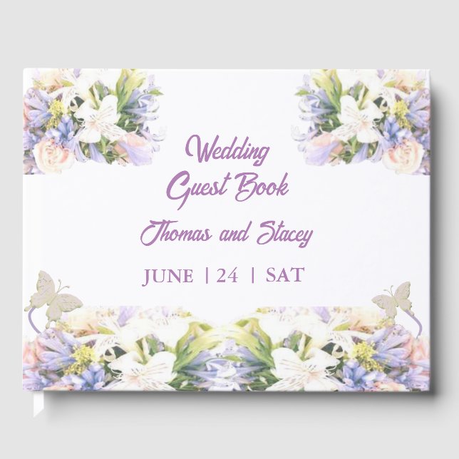 Summer Lilac Wildblume Romantische Hochzeit Gästebuch (Vorderseite)