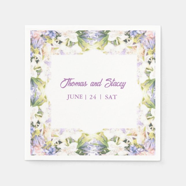 Summer Lilac Wildblume Romantische Hochzeit Serviette (Vorderseite)