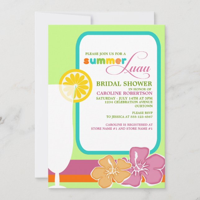 Summer Luau Bridal Dusche Einladungen (Vorderseite)