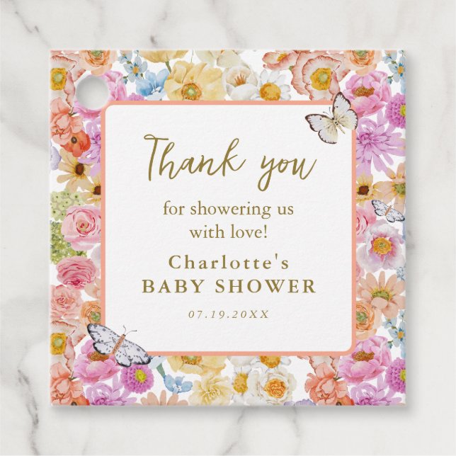 Summer Luxe Floral Bloom Baby Dusche Vielen Dank Geschenkanhänger (Vorderseite)