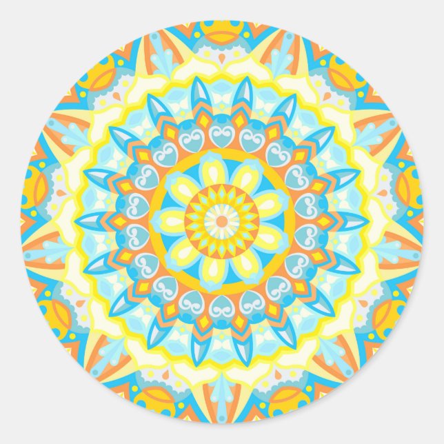 Summer Mandala Runder Aufkleber (Vorderseite)