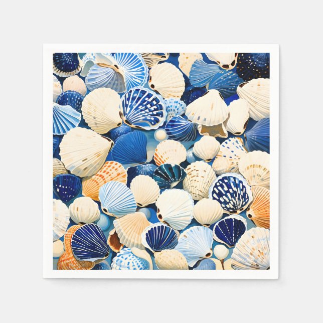 Summer Marine Seashells Serviette (Vorderseite)