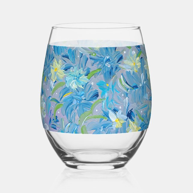 Summer Meadow Floral Weinglas Ohne Stiel (Vorderseite)