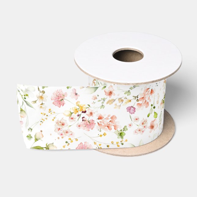 Summer Meadows Wildblumen Niedlich Elegante Farben Satinband (Spule)