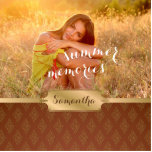 Summer Memories Custom Foto and Calligraphy Fotoskulptur Magnet<br><div class="desc">In Beautiful Foto Design featuring a lovely summer fotograf y inspirred by summer hot memories with calligraphy script and a damask base with falsch golden belt and badge. Personalize by changing the name and text,  as well as the picture or click customize to add your own touch.</div>