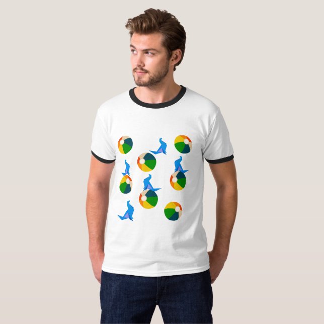 Summer Men Basic Ringer T - Shirt, weiß/schwarz T-Shirt (Vorne ganz)